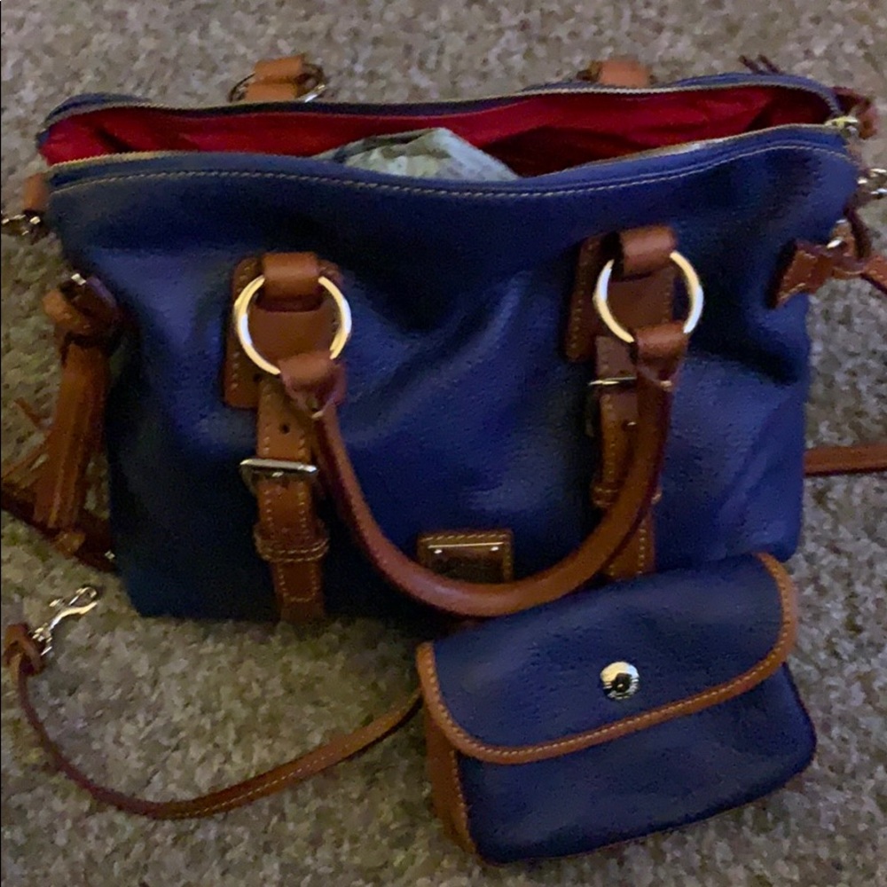 Dooney & Bourke Pebble Leather Domed Satchel Blue
